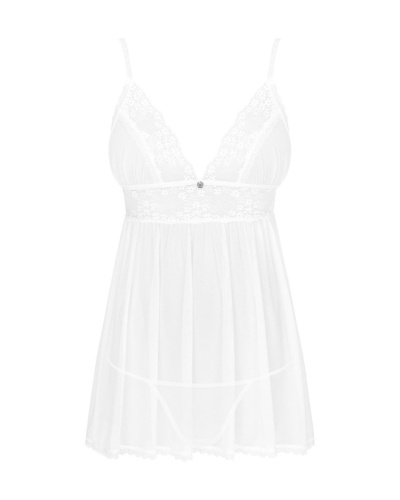 Obsessive Heavenlly babydoll & thong - еротичний бебі дол і стрінги, M/L (білий) - купити в Києві, Україні